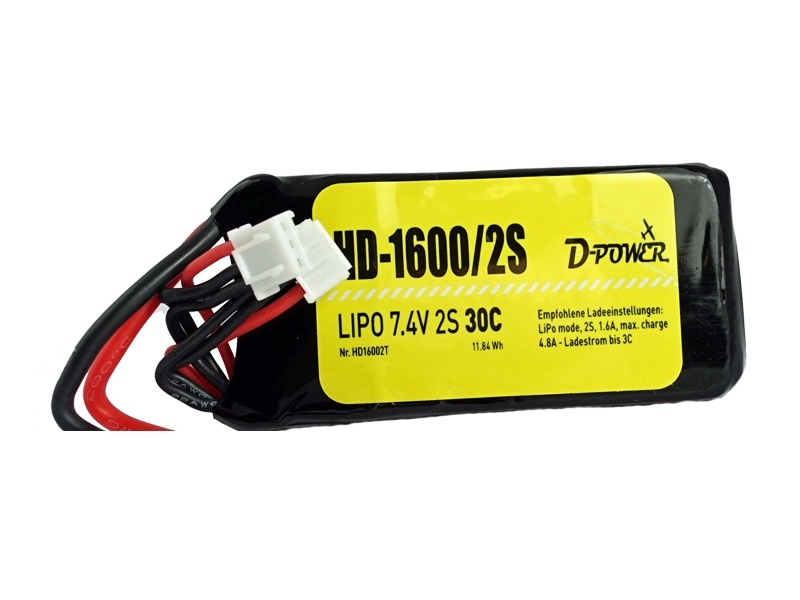 D-Power HD-1600 2S Lipo (7,4V) 30C XT-60