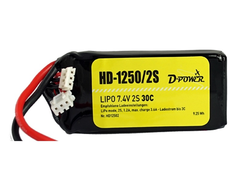 D-Power HD-1250 2S Lipo (7,4V) 30C XT-60